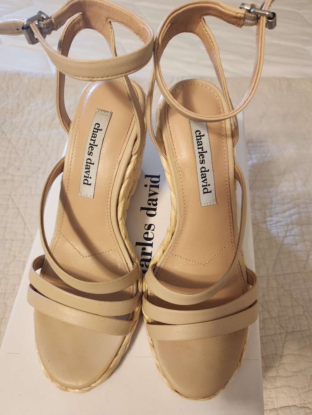 Charles David Braided Espadrille Wedge Sandals - Beige